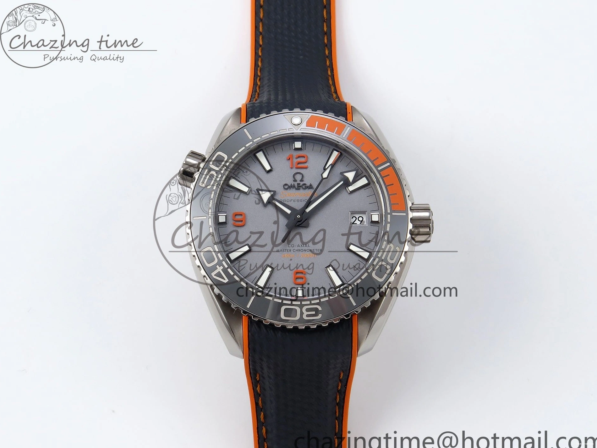 0311 Comfortable Planet Ocean 43.5mm SS VSF 1:1 Best Edition Black Orange Bezel Gray Dial on Nylon Strap A8900 Super Clone V 7730